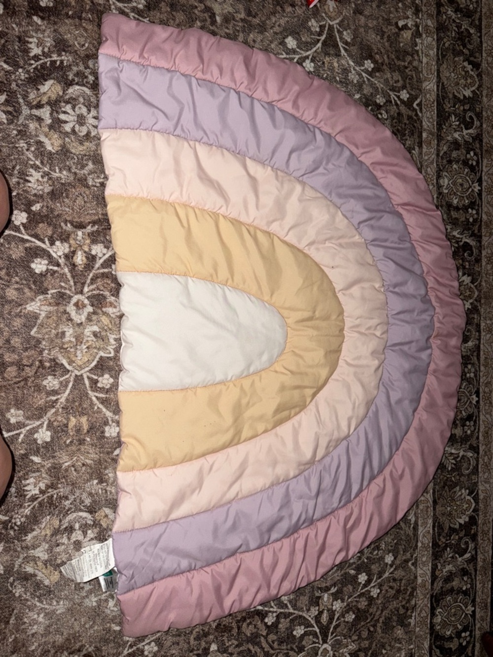 Pastel Rainbow Quilted Tummy Time Rug - Pink, Lavender, Cream